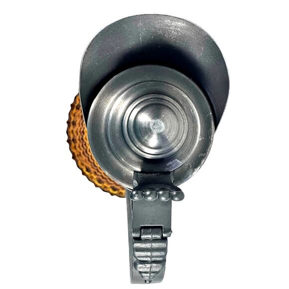 Antique Diamond Point Amber Glass Ewer Style Pitcher Pewter Lid & Handle-Rare! - Picture 5 of 8